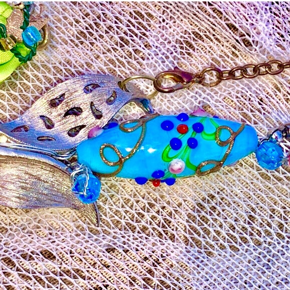 OOAK Assemblage Eclectic Vtg/New Mix Wearable Art Statement Necklace *Dragonfly - Picture 5 of 12